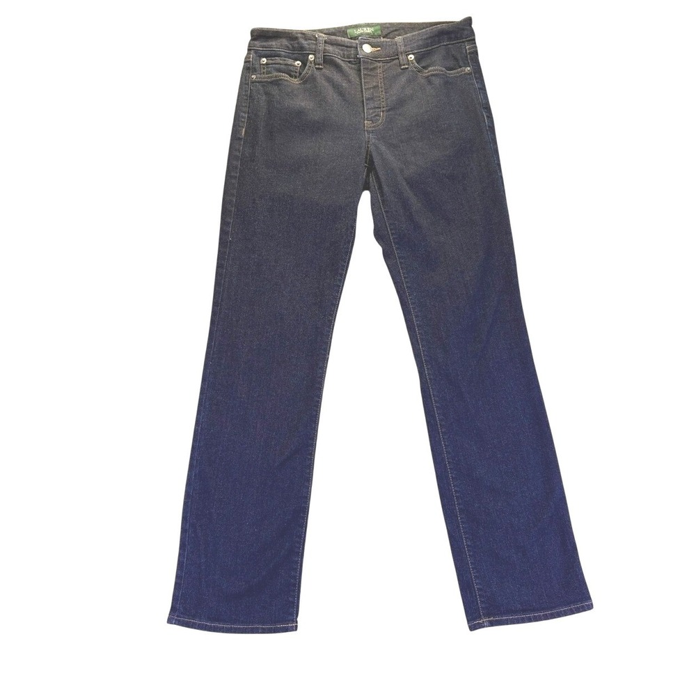 Lauren Ralph Lauren Womens Straight Leg Jeans Dark Wash Indigo 6 Designer Preppy